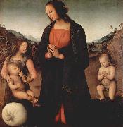 Pietro Perugino Maria, das Christuskind anbetend, mit Johannes dem Taufer und einem Engel Sweden oil painting artist